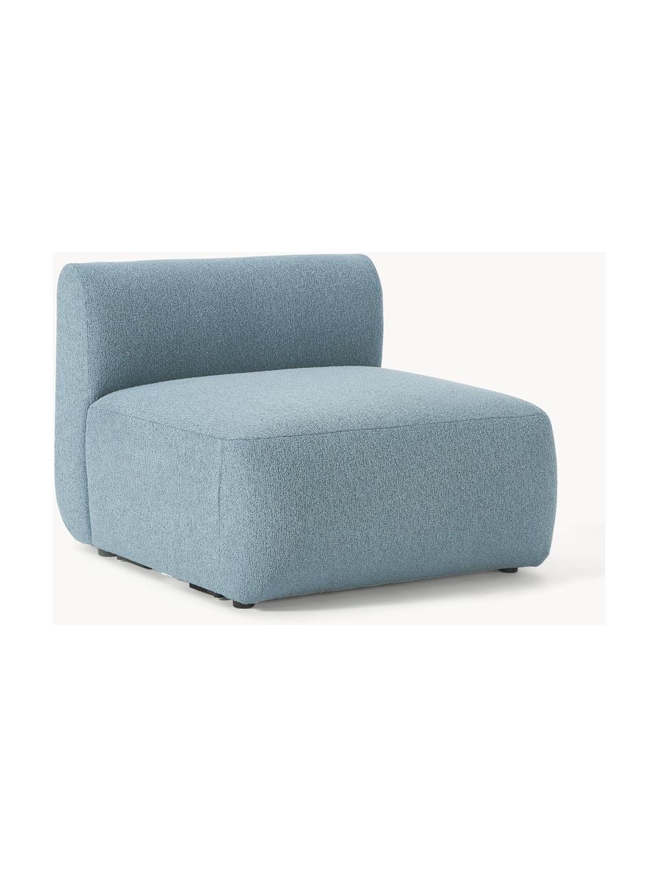 Moduł środkowy bouclé Sofia, Tapicerka: bouclé (100% poliester) D, Stelaż: drewno świerkowe z certyf, Nogi: tworzywo sztuczne, Niebieski bouclé, S 87 x G 103 cm