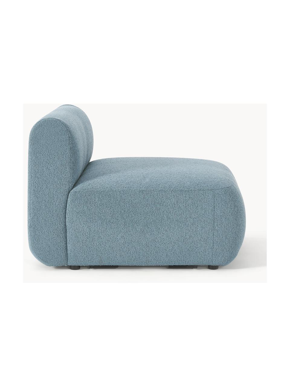 Moduł środkowy bouclé Sofia, Tapicerka: bouclé (100% poliester) D, Stelaż: drewno świerkowe z certyf, Nogi: tworzywo sztuczne, Niebieski bouclé, S 87 x G 103 cm