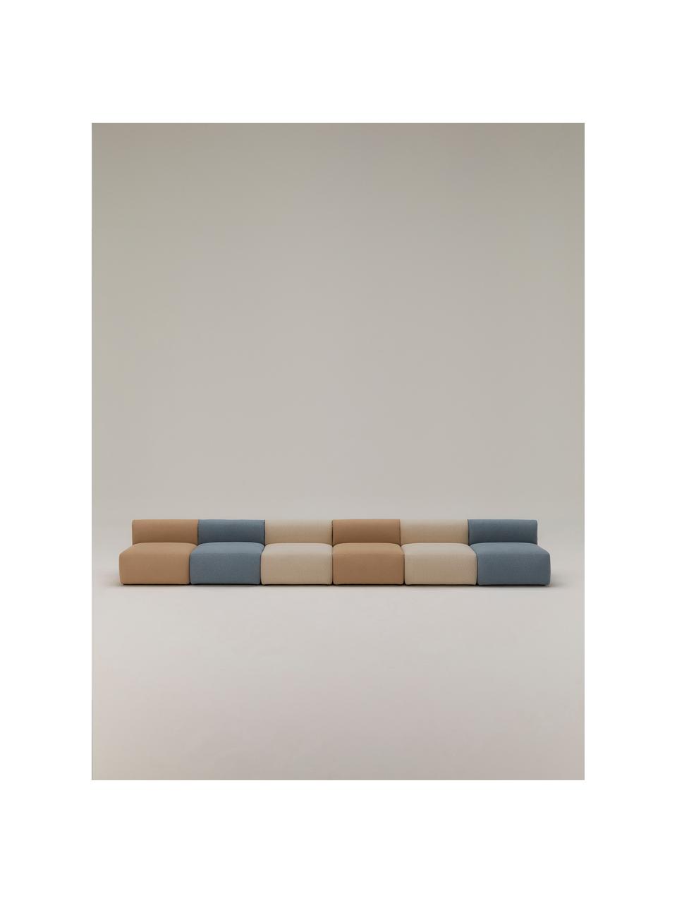 Moduł środkowy bouclé Sofia, Tapicerka: bouclé (100% poliester) D, Stelaż: drewno świerkowe z certyf, Nogi: tworzywo sztuczne, Niebieski bouclé, S 87 x G 103 cm