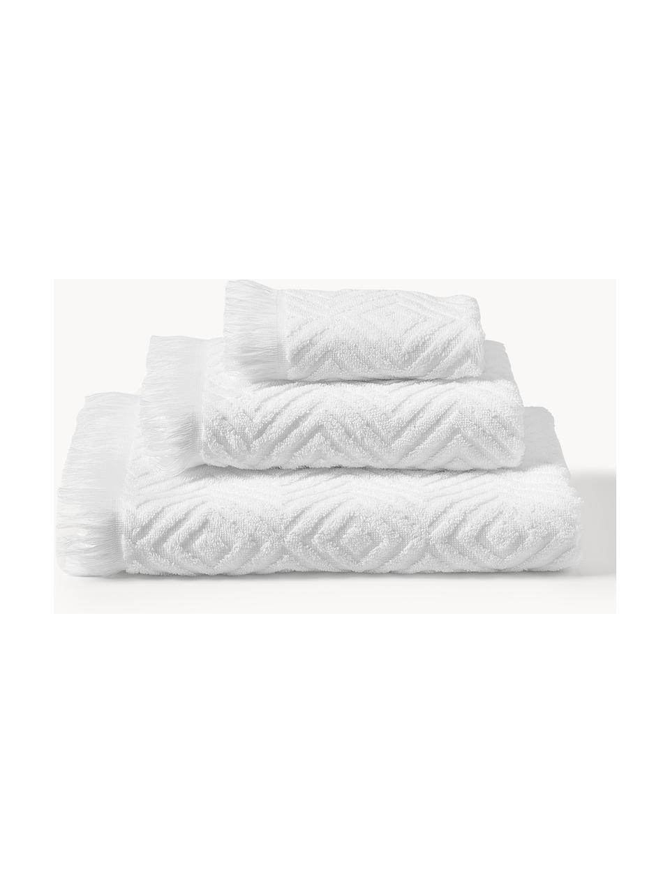 Lot de serviettes de bain texturées Jacqui, tailles variées, Blanc, Lot de différentes tailles (serviettes de toilette et draps de bain)