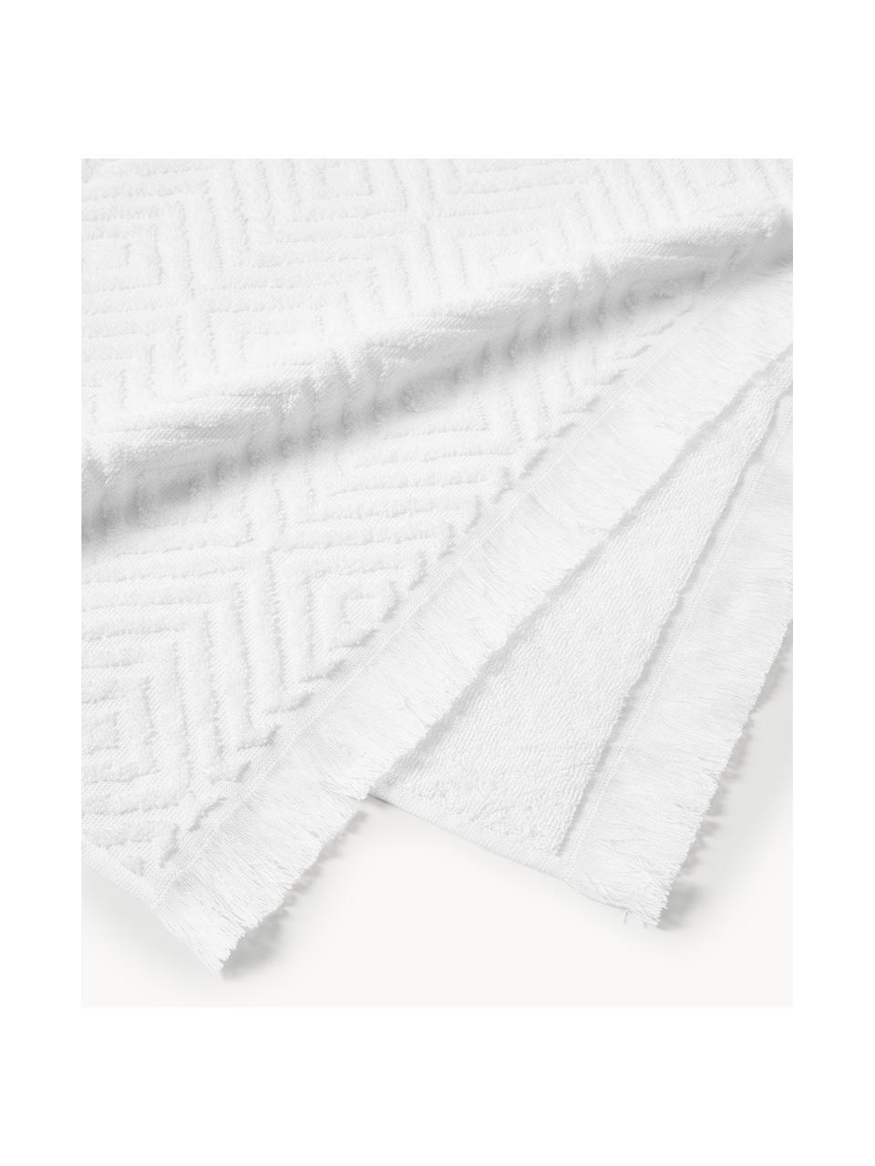 Sada ručníků se strukturovaným vzorem Jacqui, různé velikosti, Bílá, 4dílná sada (ručník a osuška)