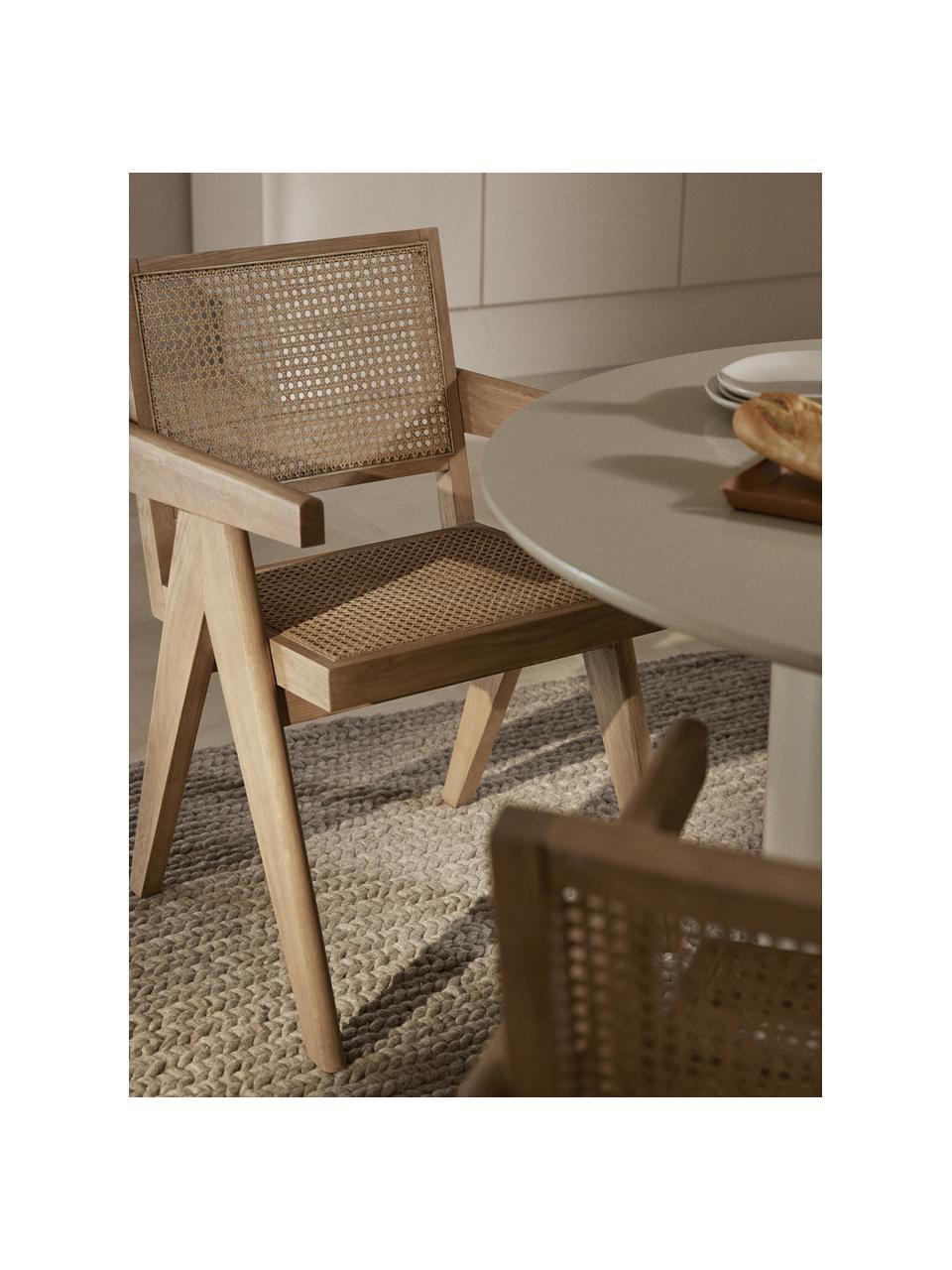Stolička s opierkami s viedenským výpletom Sissi, Svetlé dubové drevo, svetlobéžová, B 52 x T 58 cm