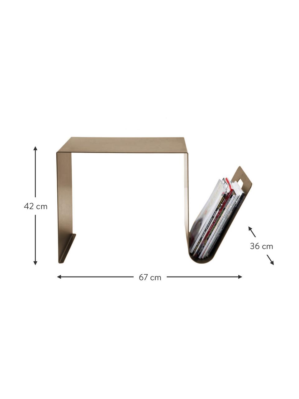 Stolik pomocniczy z uchwytem na czasopisma Manifattura, Stal malowana proszkowo, Odcienie brązu, S 67 x W 42 cm