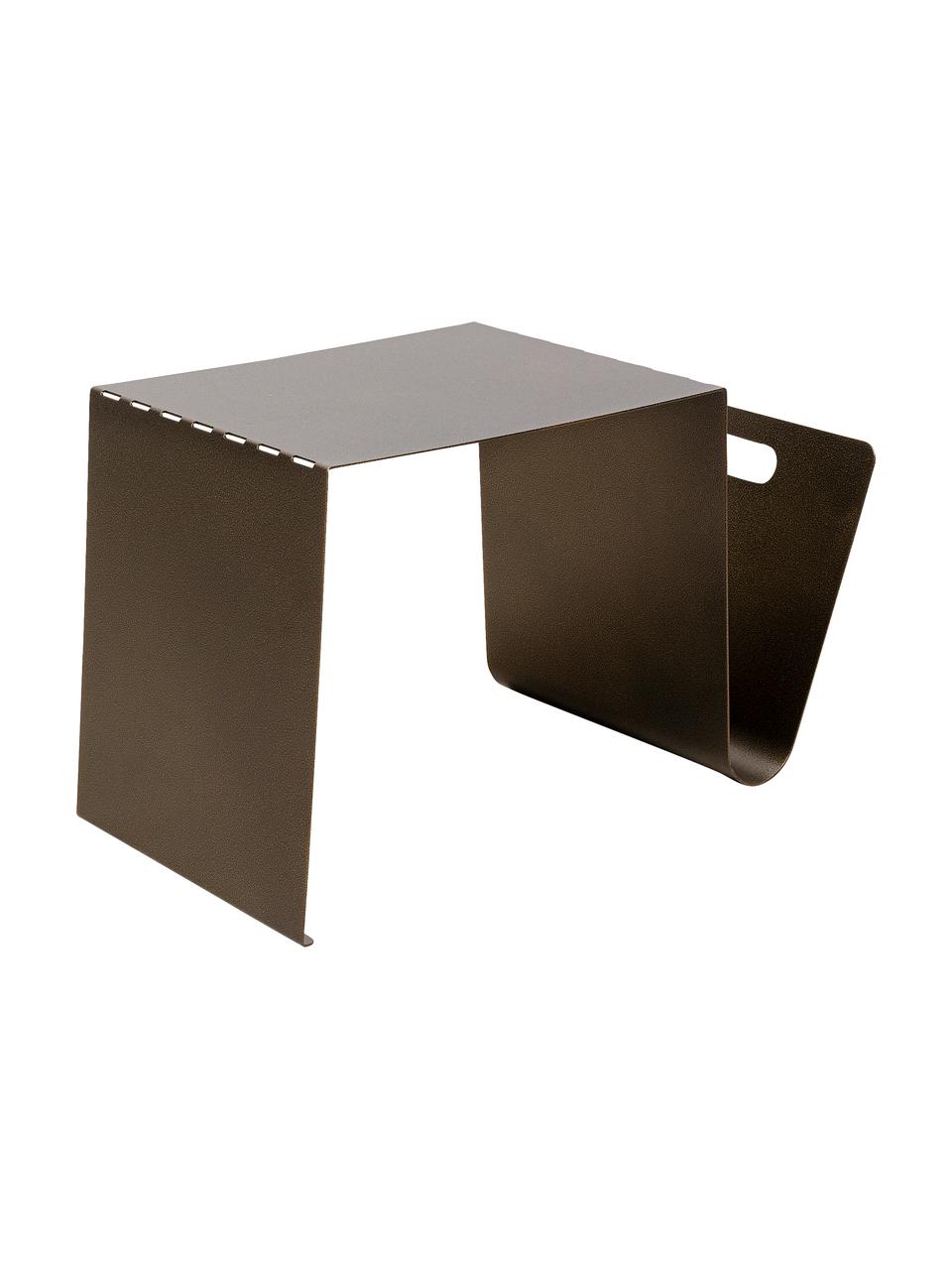 Tavolino con portariviste Manifattura, Acciaio verniciato a polvere, Bronzo, Larg. 67 x Alt. 42 cm