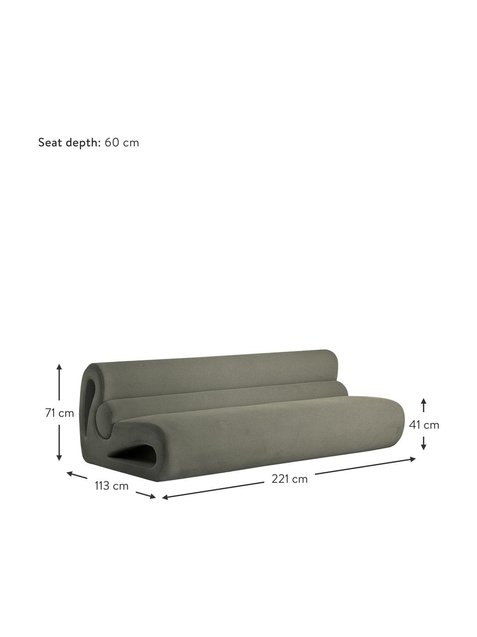 Sofá tapizado Space (3 plazas), Tapizado: 100% poliéster Alta resis, Estructura: madera de pino maciza, ag, Tejido verde, An 221 x F 113 cm