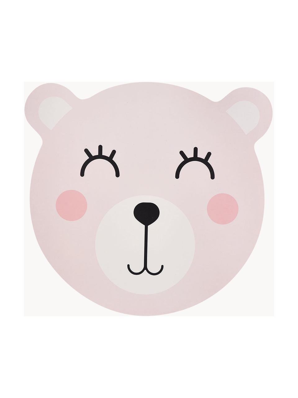 Placemat Bear, Kunststof, Roze, wit, zwart, B 37 x L 37 cm
