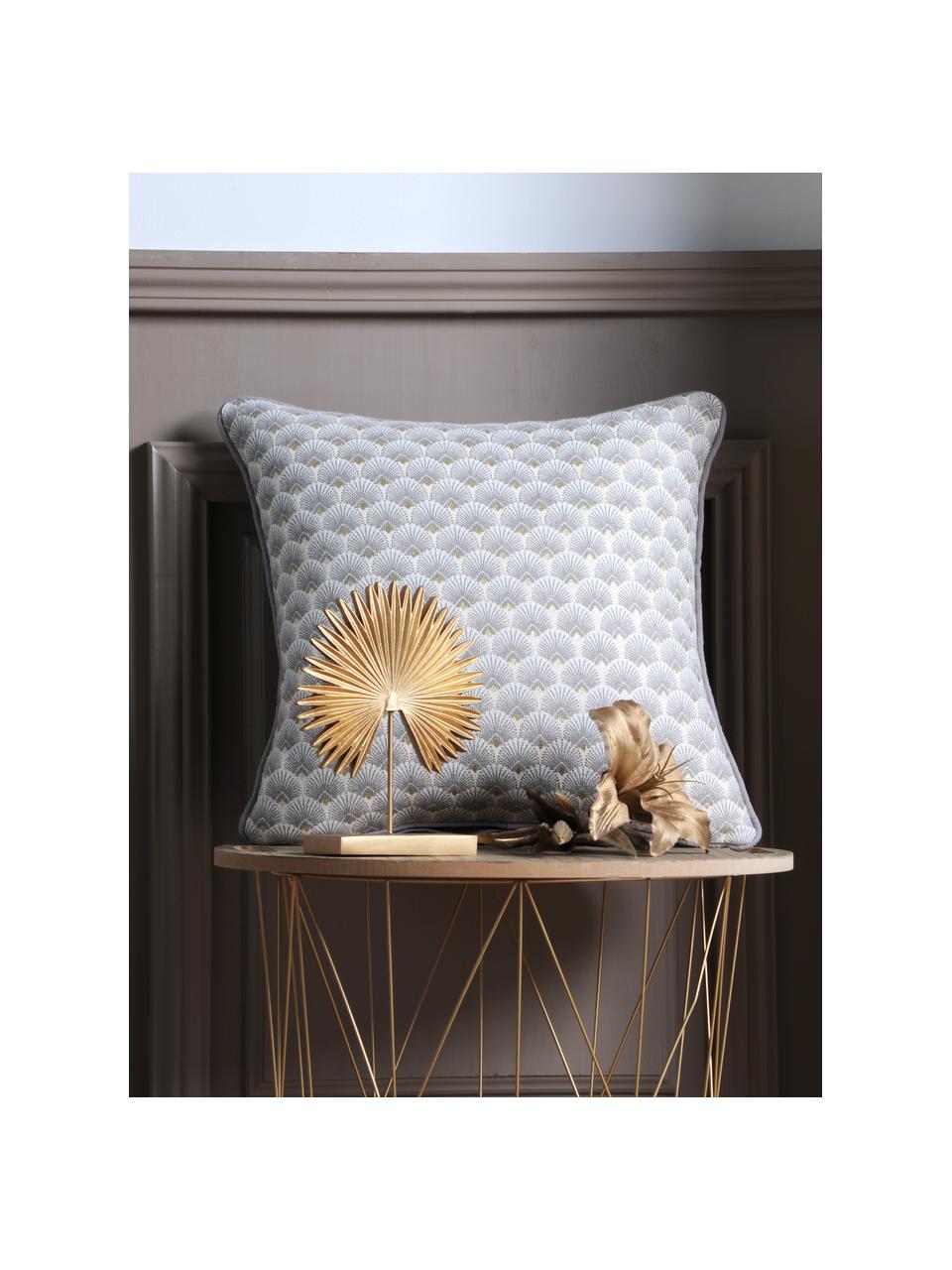 Kissen Corosol mit Art Deco Muster, mit Inlett, 100% Baumwolle, Grau, Gold, 40 x 40 cm