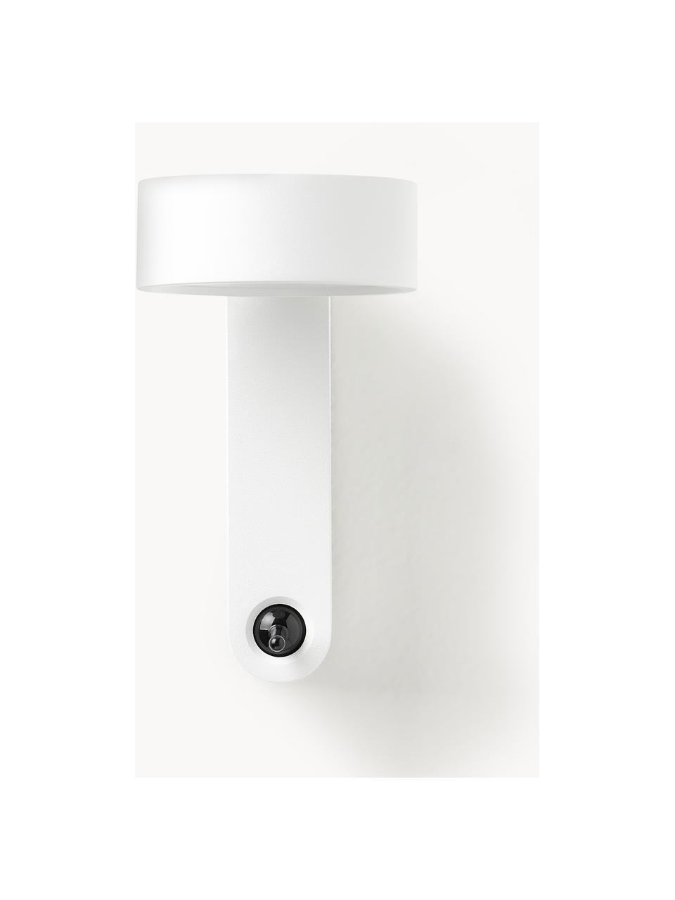 Kleine LED wandlamp Toggle met verstelbare lampenkap, Gelakt aluminium, Mat wit, B 10 x H 17 cm