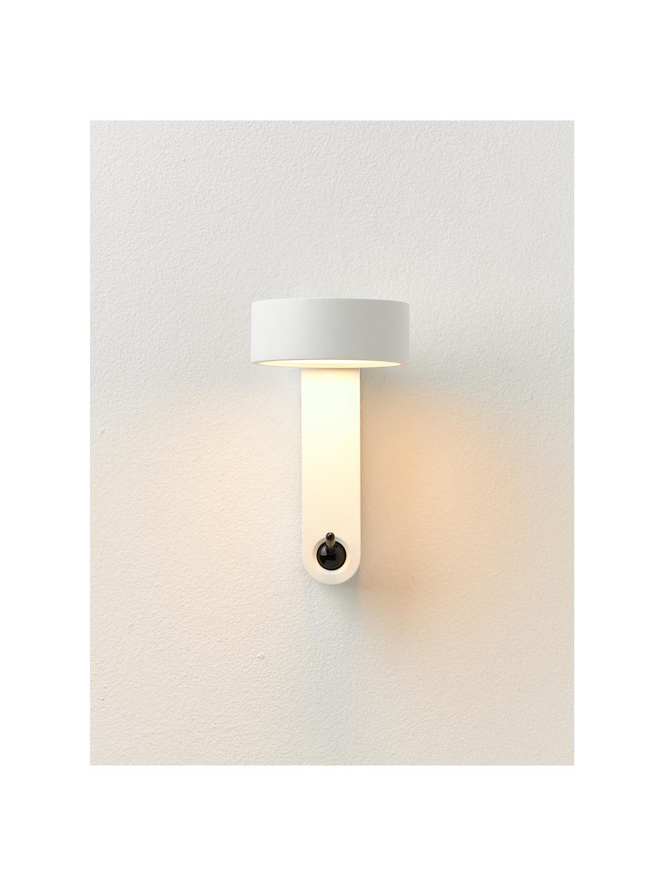Kleine LED-Wandleuchte Toggle mit verstellbarem Lampenschirm, Aluminium, lackiert, Weiß, matt, B 10 x H 17 cm