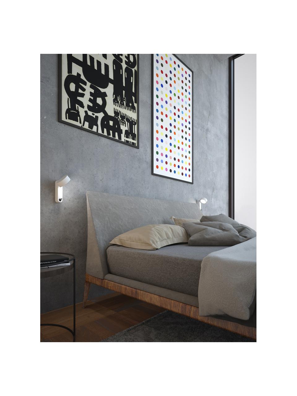 Kleine LED-Wandleuchte Toggle mit verstellbarem Lampenschirm, Aluminium, lackiert, Weiß, matt, B 10 x H 17 cm