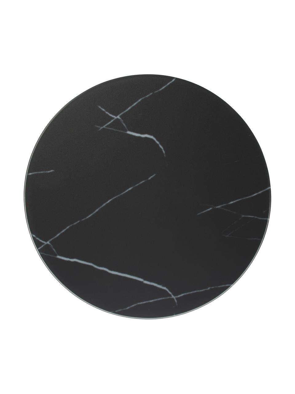 Runder Beistelltisch Antigua mit Glasplatte in Marmor-Optik, Tischplatte: Glas, matt bedruckt, Gestell: Stahl, pulverbeschichtet, Marmor-Optik Schwarz, Ø 45 x H 50 cm