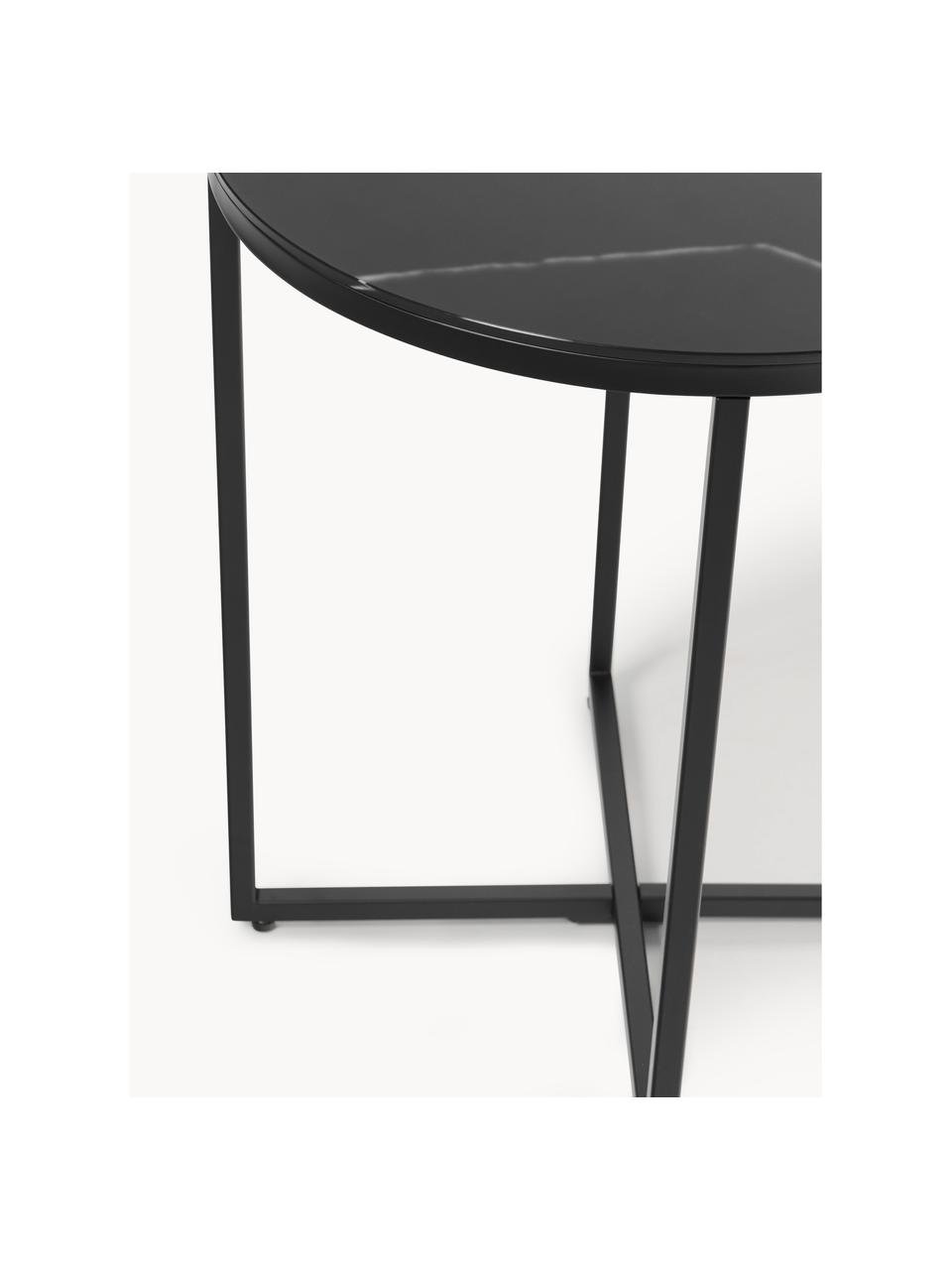 Table d'appoint ronde look marbre Antigua, Noir look marbre, Ø 45 x haut. 50 cm