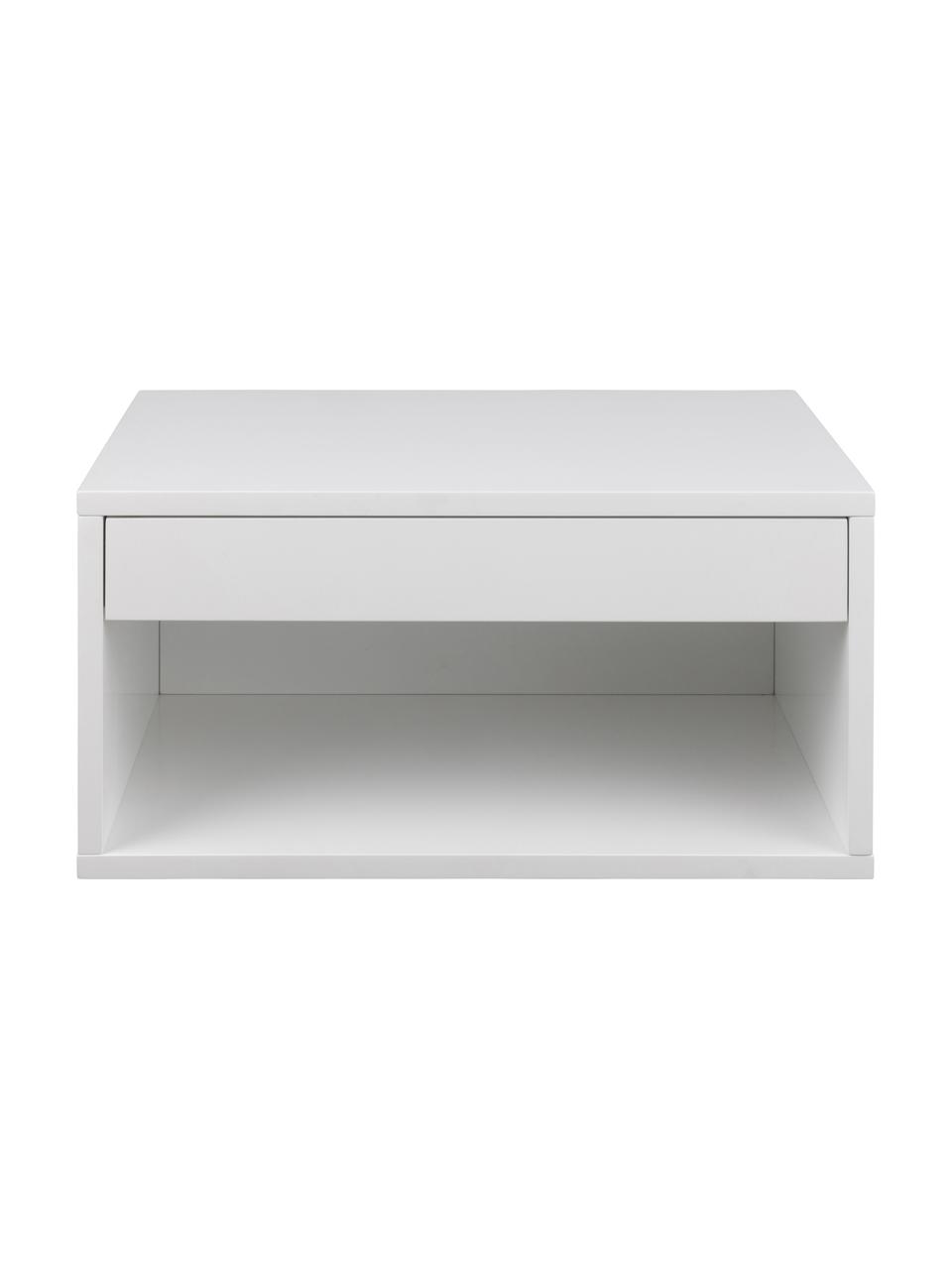 Wandnachtkastje Cholet met lades, Vezelplaat met gemiddelde dichtheid (MDF), gelakt, Wit, B 50 x H 24 cm