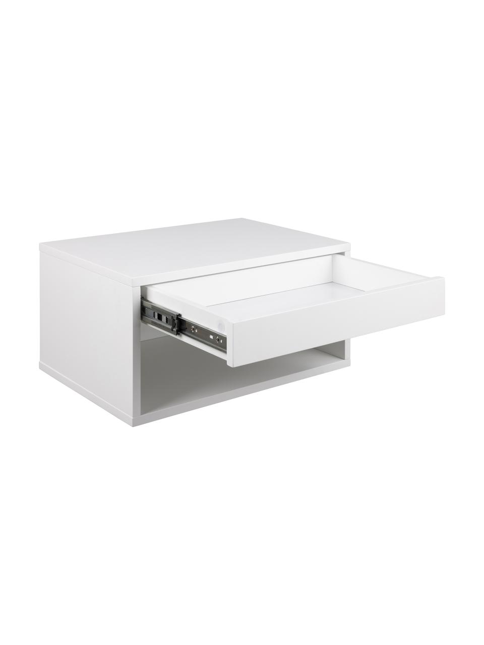 Ścienna szafka nocna Cholet, Płyta pilśniowa średniej gęstości (MDF) lakierowana, Biały, S 50 x W 24 cm