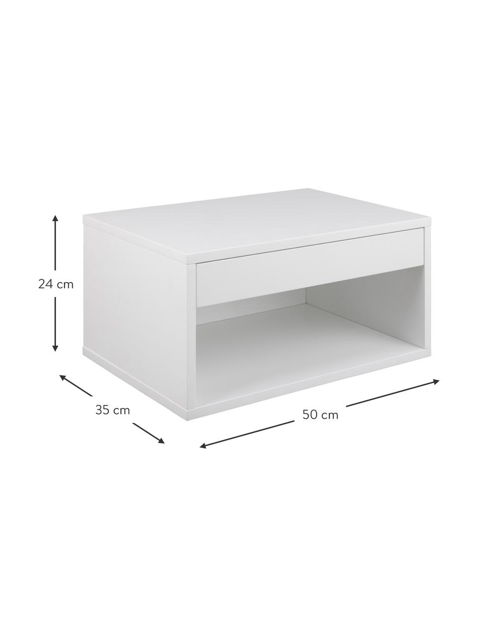 Ścienna szafka nocna Cholet, Płyta pilśniowa średniej gęstości (MDF) lakierowana, Biały, S 50 x W 24 cm