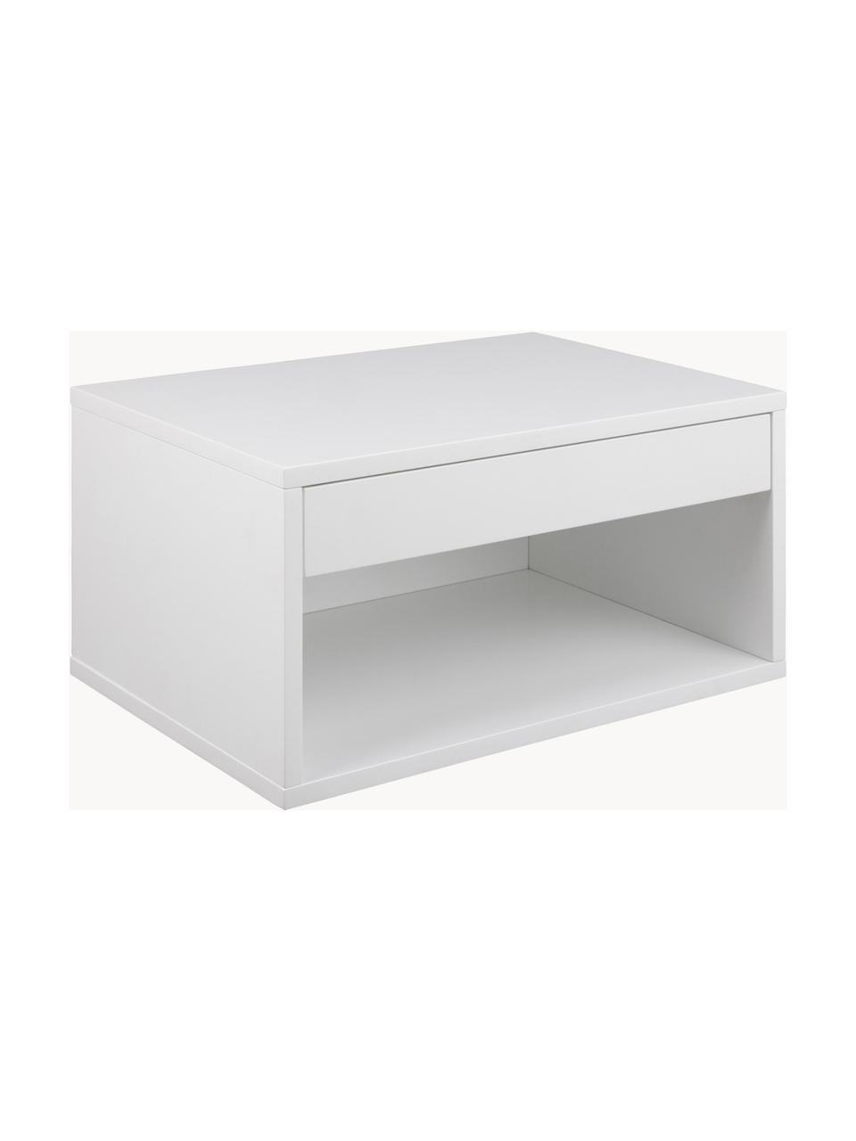 Table de chevet murale Cholet, MDF, laqué, Blanc, larg. 50 x haut. 24 cm