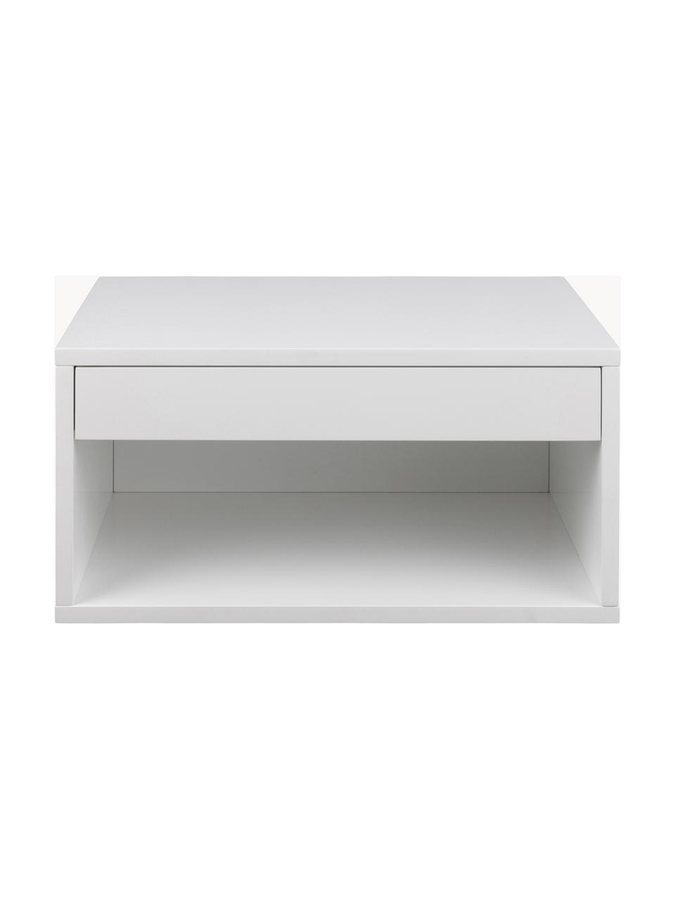 Table de chevet murale Cholet, MDF, laqué, Blanc, larg. 50 x haut. 24 cm