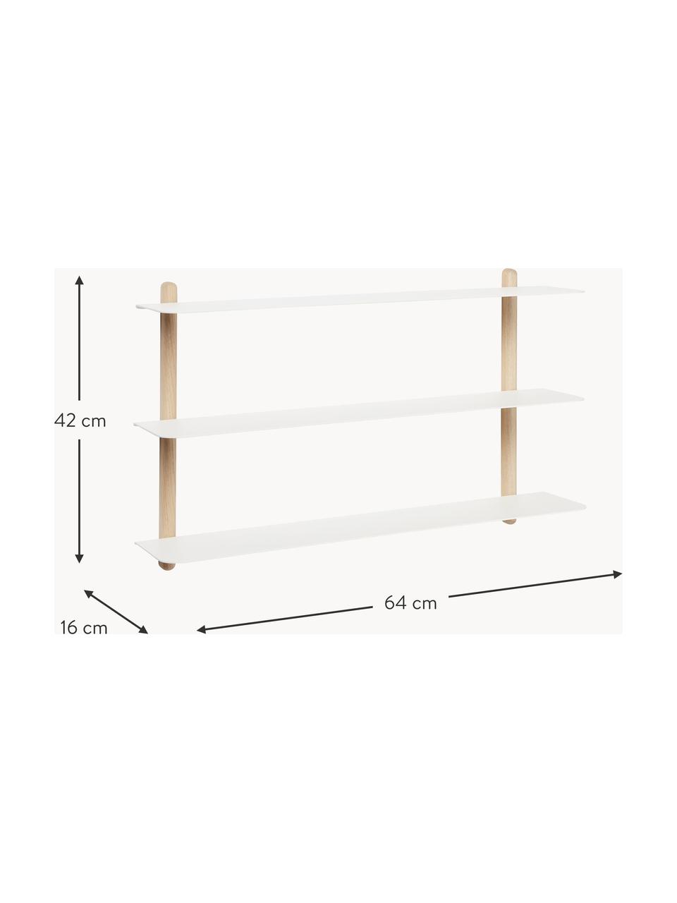 Étagère murale Nivo, Bois de chêne, blanc, larg. 64 x haut. 42 cm