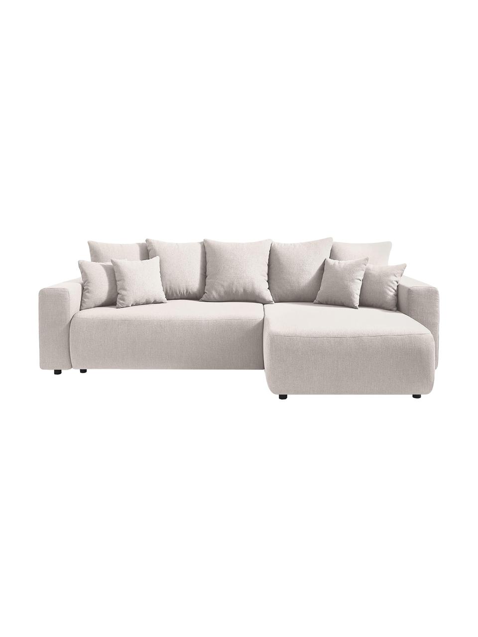 Sofá rinconera cama Elvi, con espacio de almacenamiento, Tapizado: poliéster con revestimien, Patas: plástico El tejido repele, Tejido beige, An 282 x F 153 cm