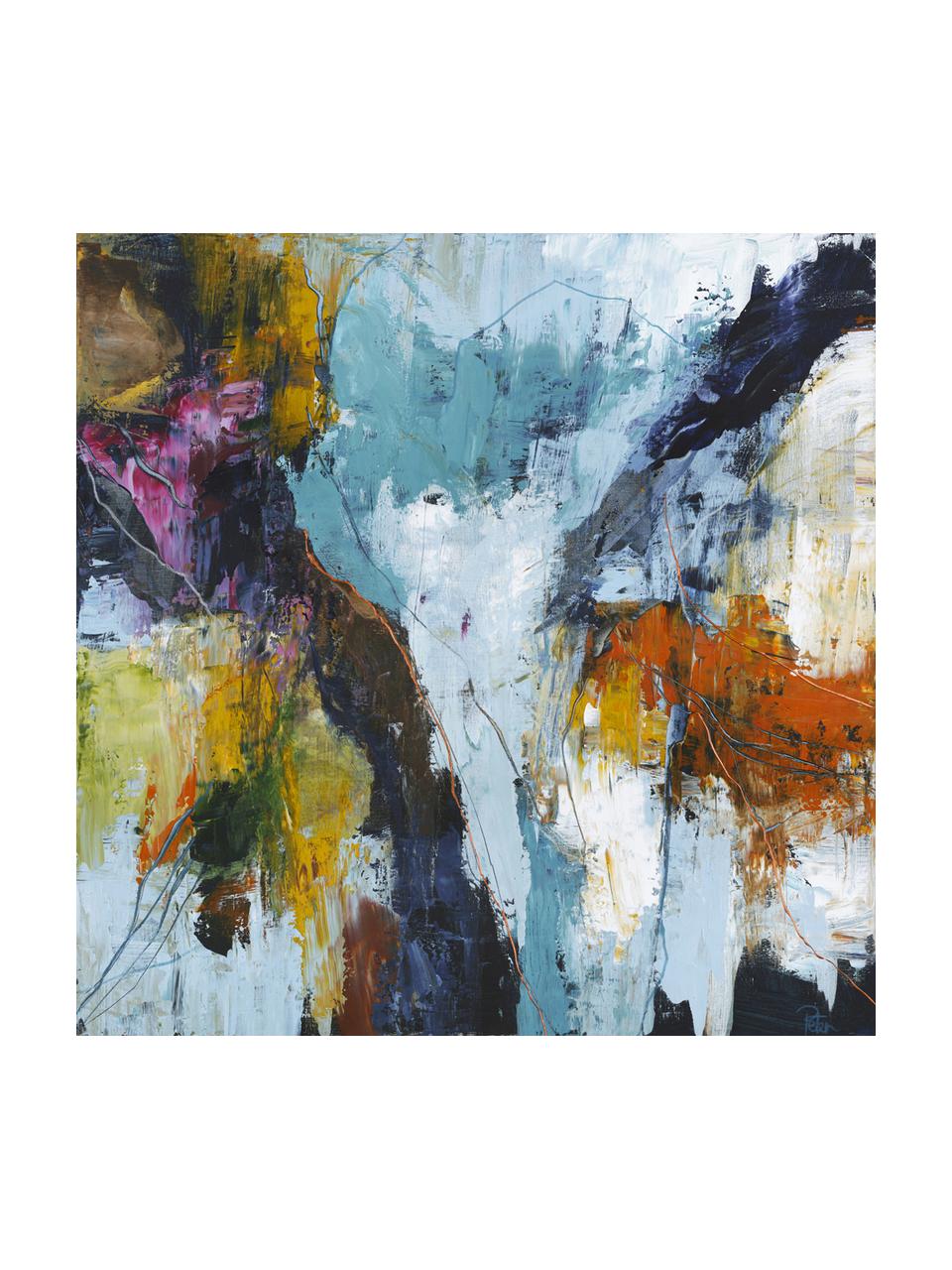 Handbeschilderde canvasdoek Freja Authentic 1, Multicolour, B 100 x H 100 cm