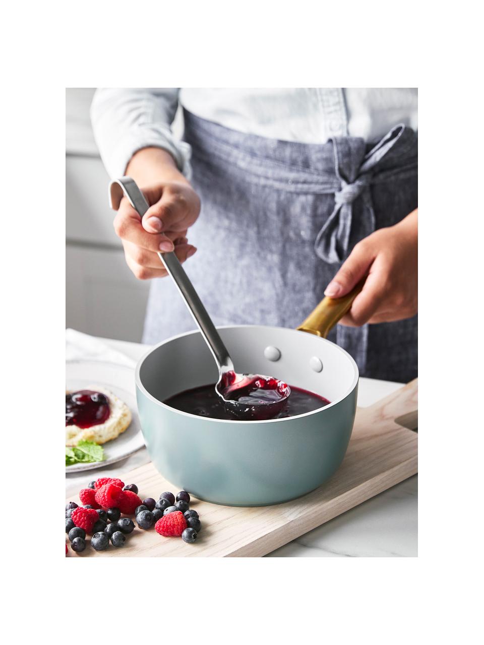 Kookset Padova met antiaanbaklaag, 10-delig, Deksel: glas, Blauw, Set met verschillende formaten