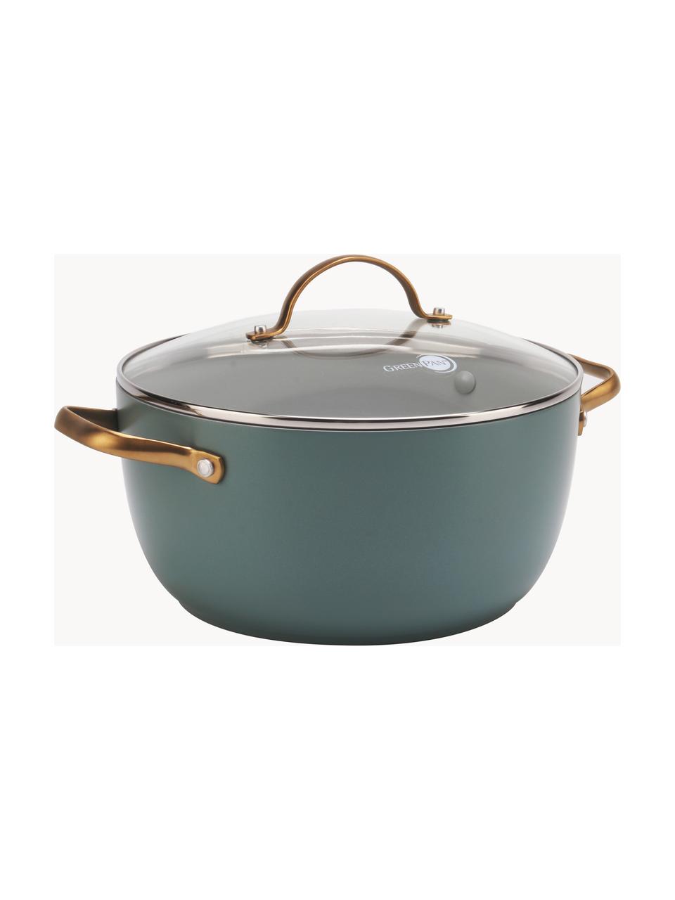 Batterie de cuisine avec revêtement antiadhésif Padova, 10 élém., Gris-bleu, doré, Lot de différentes tailles