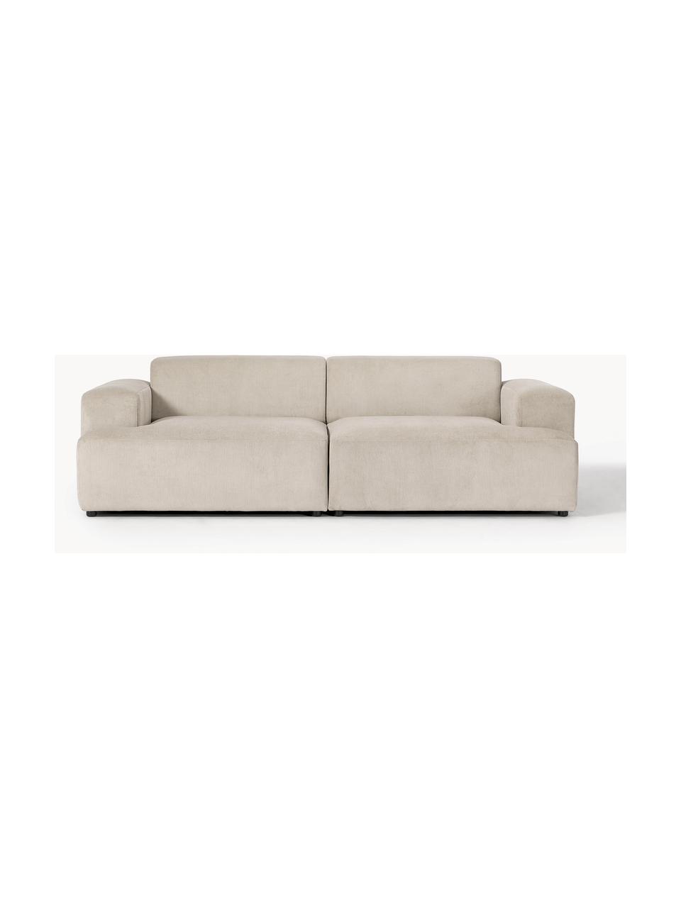 Cord-Sofa Melva (3-Sitzer), Bezug: Cord (92% Polyester, 8% P, Gestell: Massives Kiefernholz, Spa, Füße: Kunststoff Dieses Produkt, Cord Hellbeige, B 238 x T 101 cm