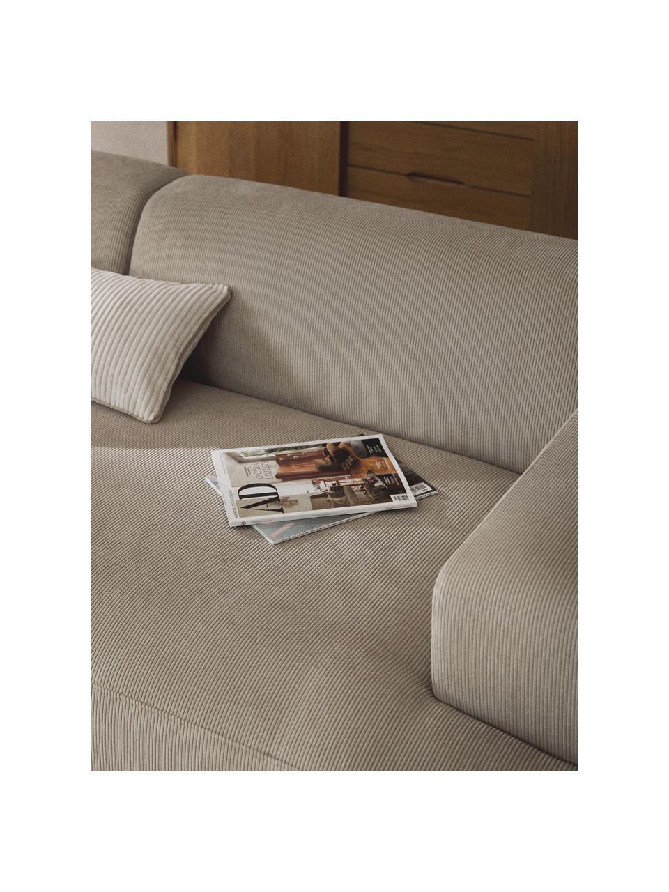 Cord-Sofa Melva (3-Sitzer), Bezug: Cord (92% Polyester, 8% P, Gestell: Massives Kiefernholz, Spa, Füße: Kunststoff Dieses Produkt, Cord Hellbeige, B 238 x T 101 cm