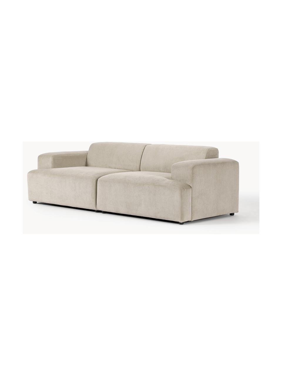 Cord-Sofa Melva (3-Sitzer), Bezug: Cord (92% Polyester, 8% P, Gestell: Massives Kiefernholz, Spa, Füße: Kunststoff Dieses Produkt, Cord Hellbeige, B 238 x T 101 cm