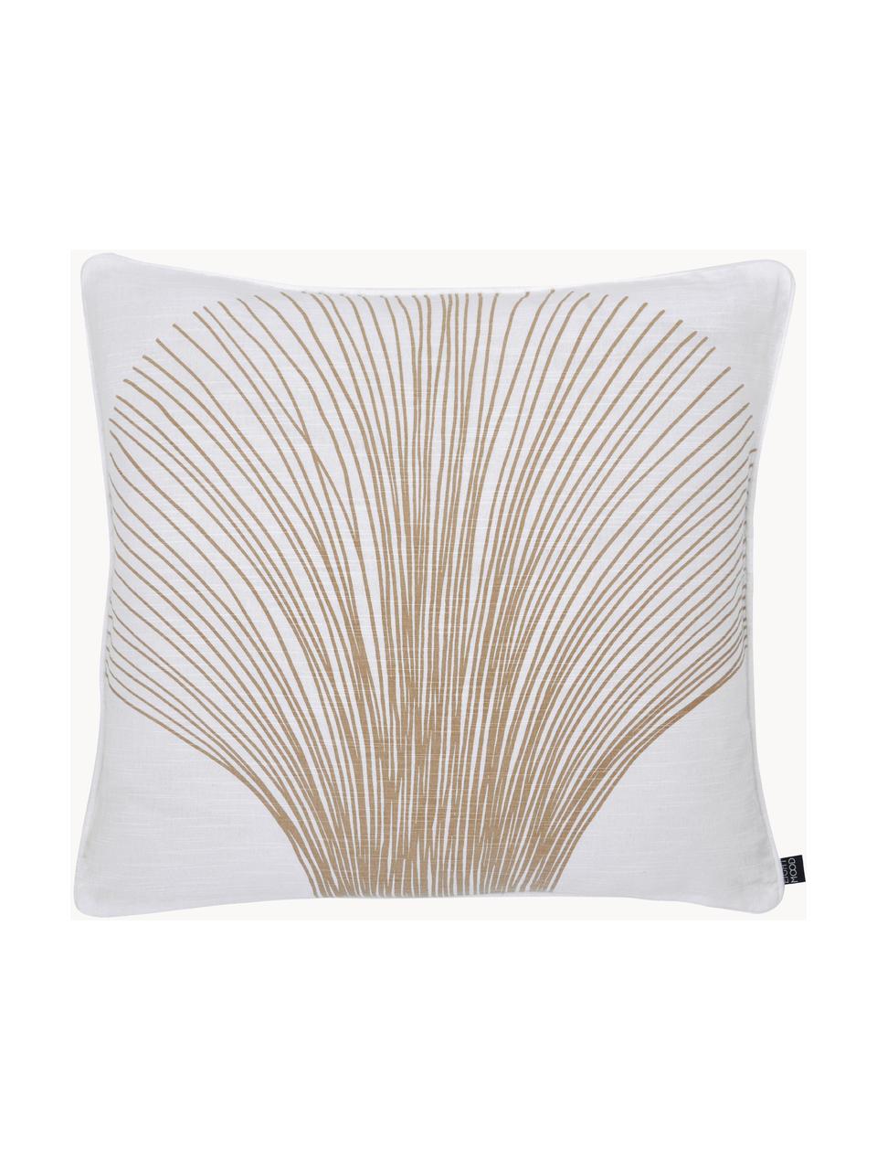 Housse de coussin en coton Thiago, 100 % coton, Blanc, beige, larg. 50 x long. 50 cm