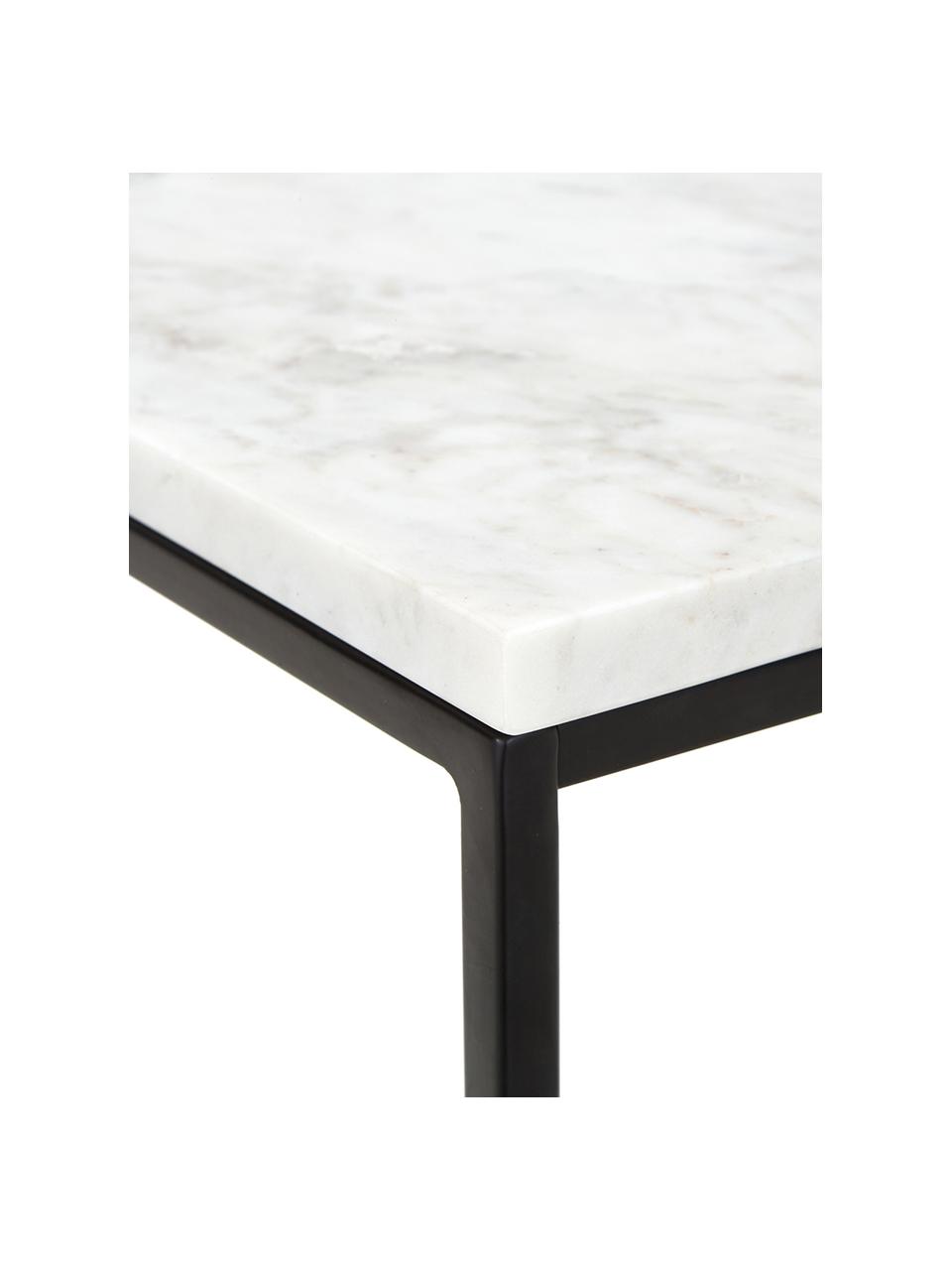 Mesa auxiliar de mármol Alys, Tablero: mármol, Estructura: metal con pintura en polv, Mármol blanco, negro, An 50 x Al 50 cm