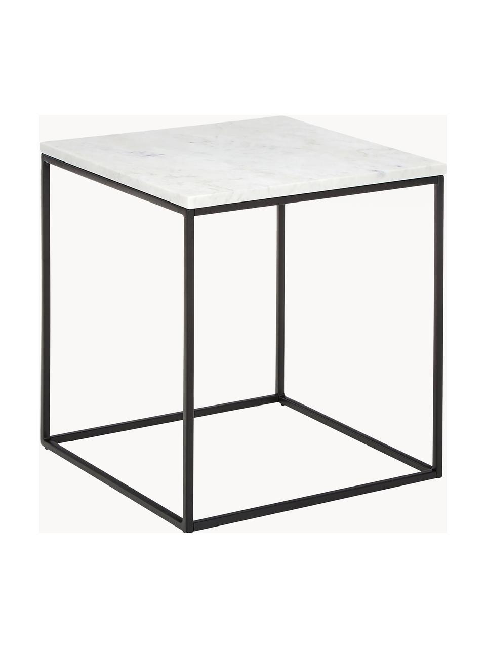 Table d'appoint en marbre Alys, Blanc, marbré, noir, larg. 45 x haut. 50 cm