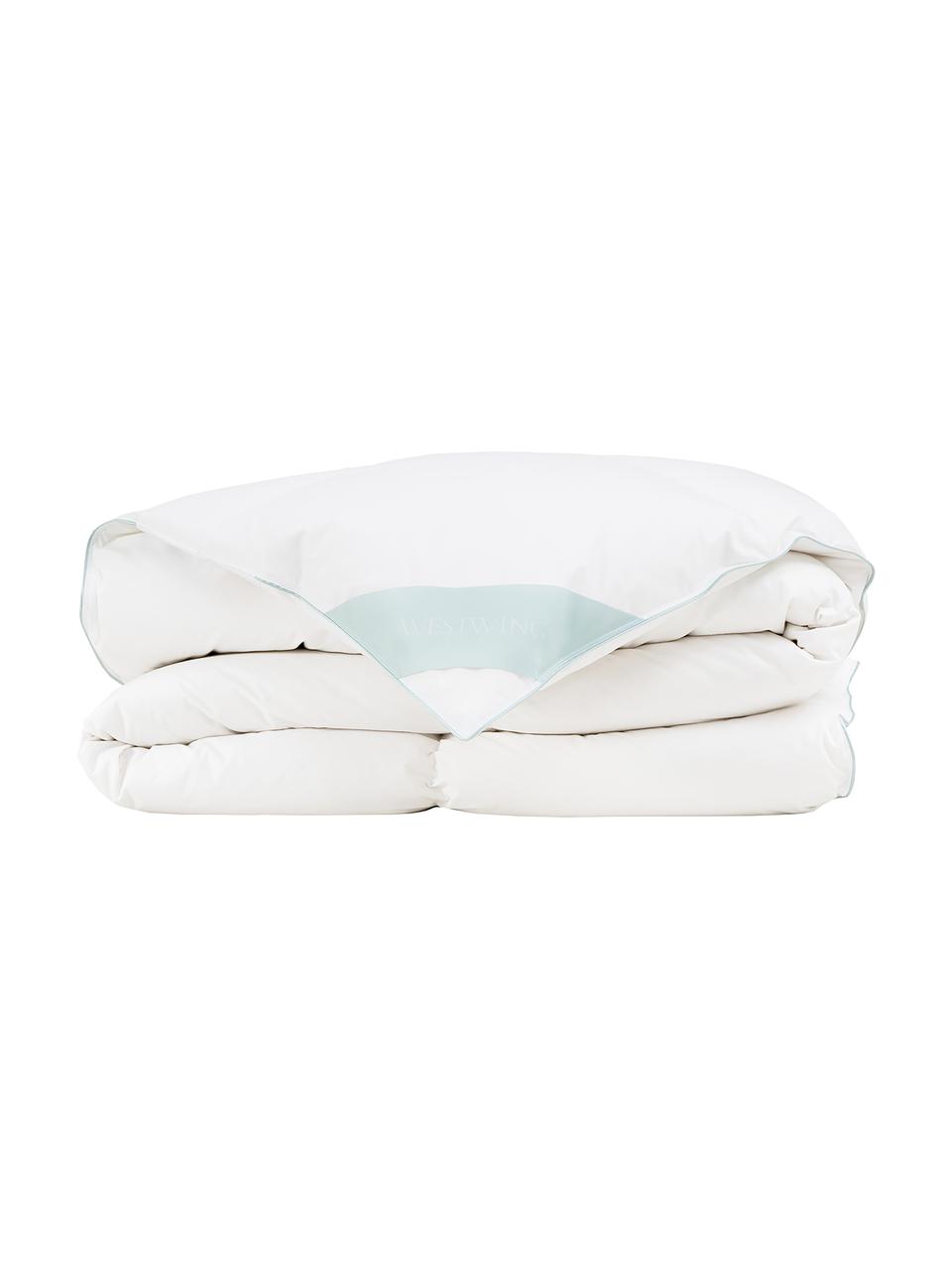 Piumino caldo a cassettoni in piuma d'oca pura Premium, Rivestimento: 100% cotone, pregiata cop, Bianco, Larg. 200 x Lung. 200 cm