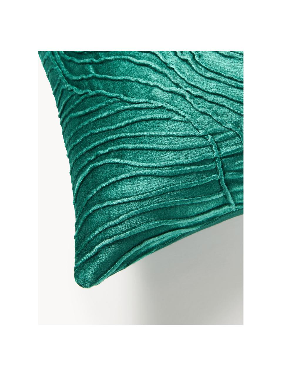 Fluwelen kussenhoes Nisha met structuurpatroon, Turquoise groen, B 50 x L 50 cm