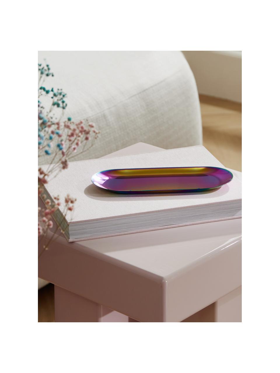 Vassoio decorativo iridescente Samu, Acciaio inossidabile, Multicolore iridescente, Larg. 23 x Prof. 10 cm