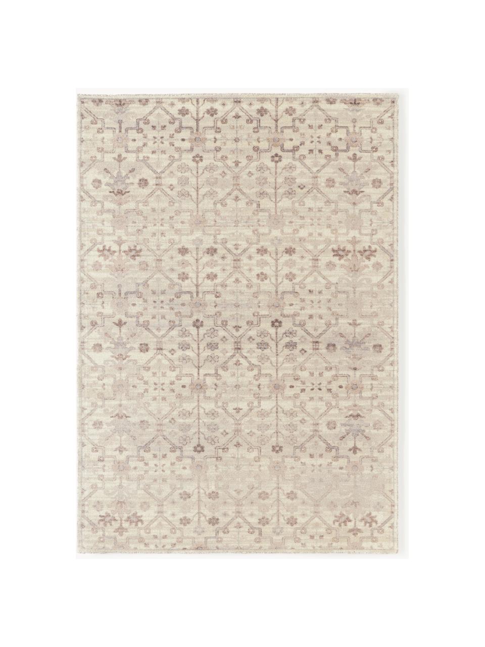 Kurzflor-Teppich Rosalie mit Ornamenten, handgewebt, 100 % Wolle, Beigetöne, B 120 x L 180 cm (Größe S)