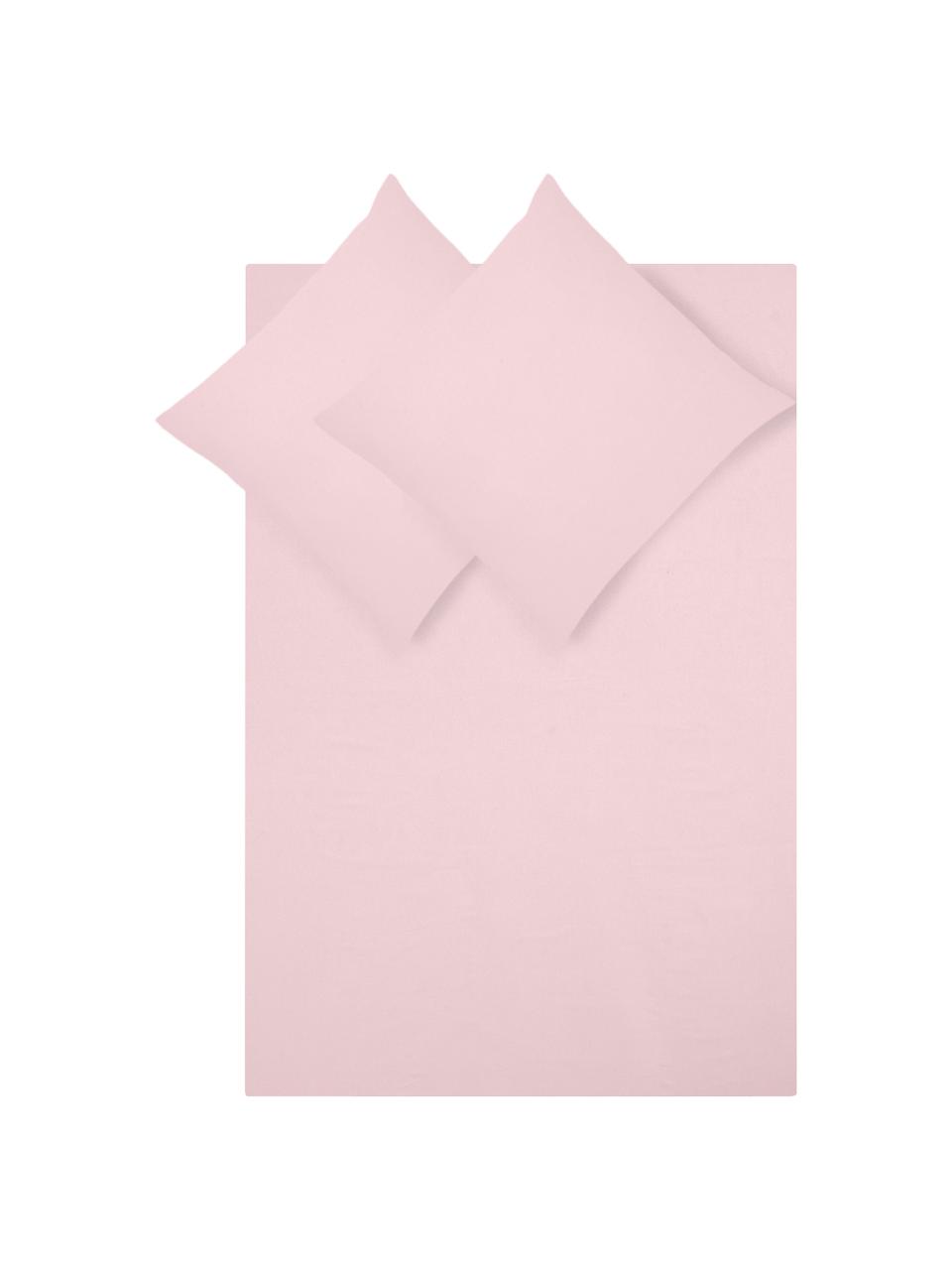Pościel z flaneli Biba, Blady różowy, 240 x 220 cm + 2 poduszki 80 x 80 cm