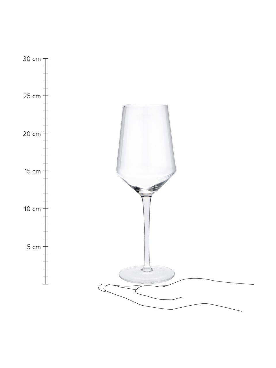 Ručne fúkané poháre na biele víno Ays, 4 ks, Sklo, Priehľadná, Ø 6 x V 24 cm, 418 ml
