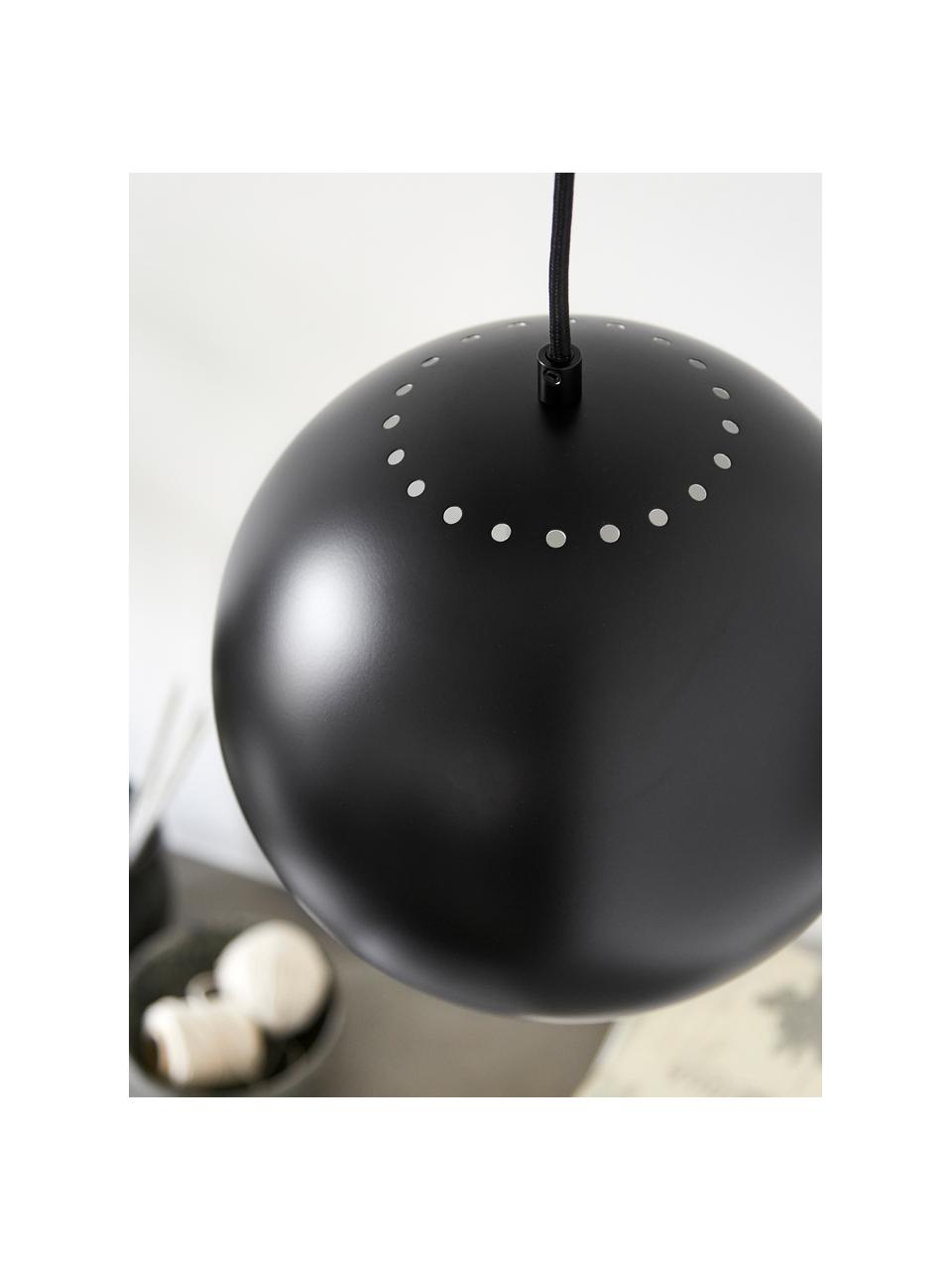 Petite suspension boule noir mat Ball, Noir, blanc, Ø 25 x haut. 20 cm