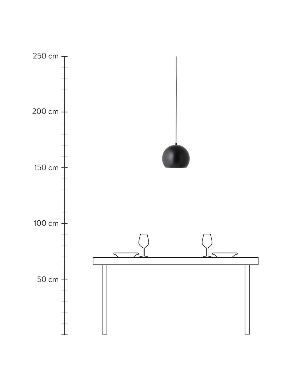 Lampada sfera a sospensione color nero opaco Ball, Paralume: metallo rivestito, Baldacchino: metallo rivestito, Nero, bianco, Ø 25 x Alt. 20 cm