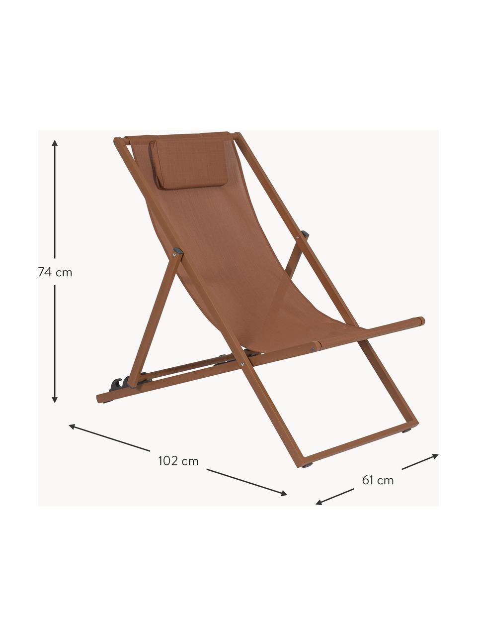 Inklapbare ligstoel Taylor, Frame: aluminium, gepoedercoat, Bruin, B 61 x L 102 cm