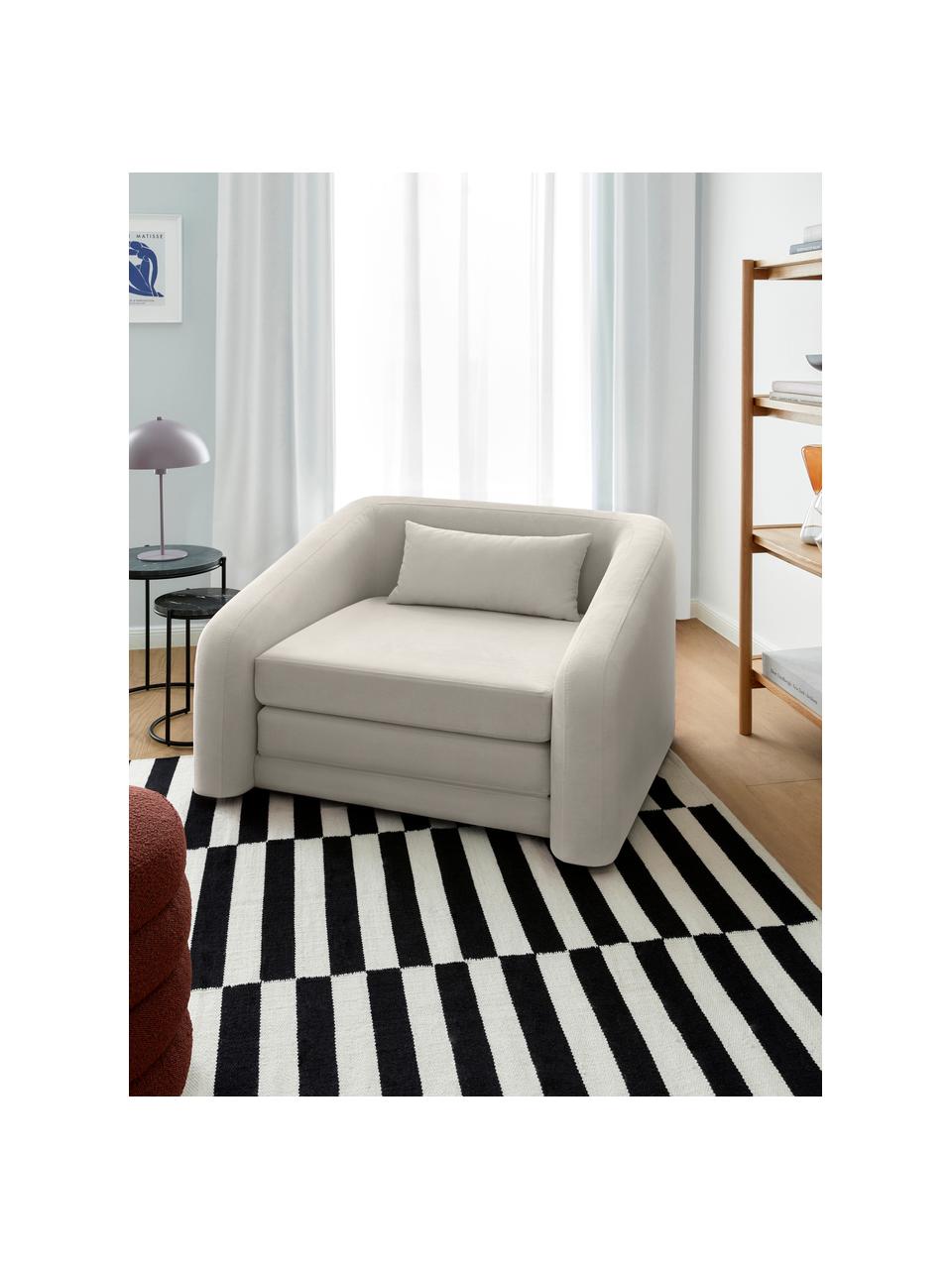 Fauteuil lit Eliot, Tissu gris clair, larg. 100 x haut. 70 cm