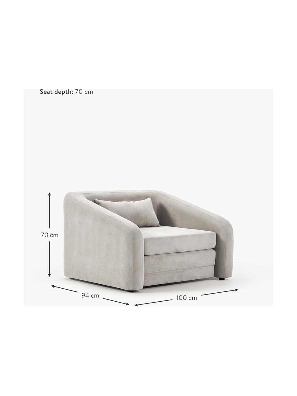 Sillón cama Eliot, Tapizado: 88% poliéster, 12% nylon , Patas: plástico, Tejido gris claro, An 100 x F 94 cm