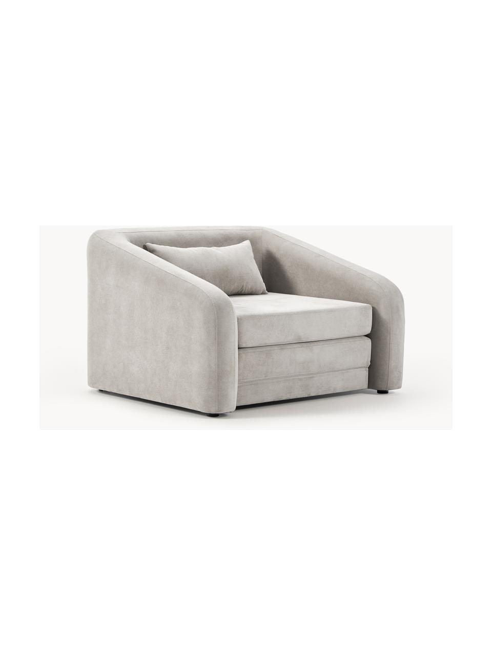 Slaapfauteuil Eliot, Bekleding: 88% polyester, 12% nylon , Poten: kunststof, Geweven stof lichtgrijs, B 100 x D 94 cm