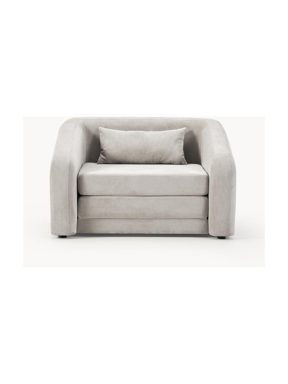 Sillón cama Eliot, Tapizado: 88% poliéster, 12% nylon , Patas: plástico Este producto es, Tejido gris claro, An 100 x F 94 cm