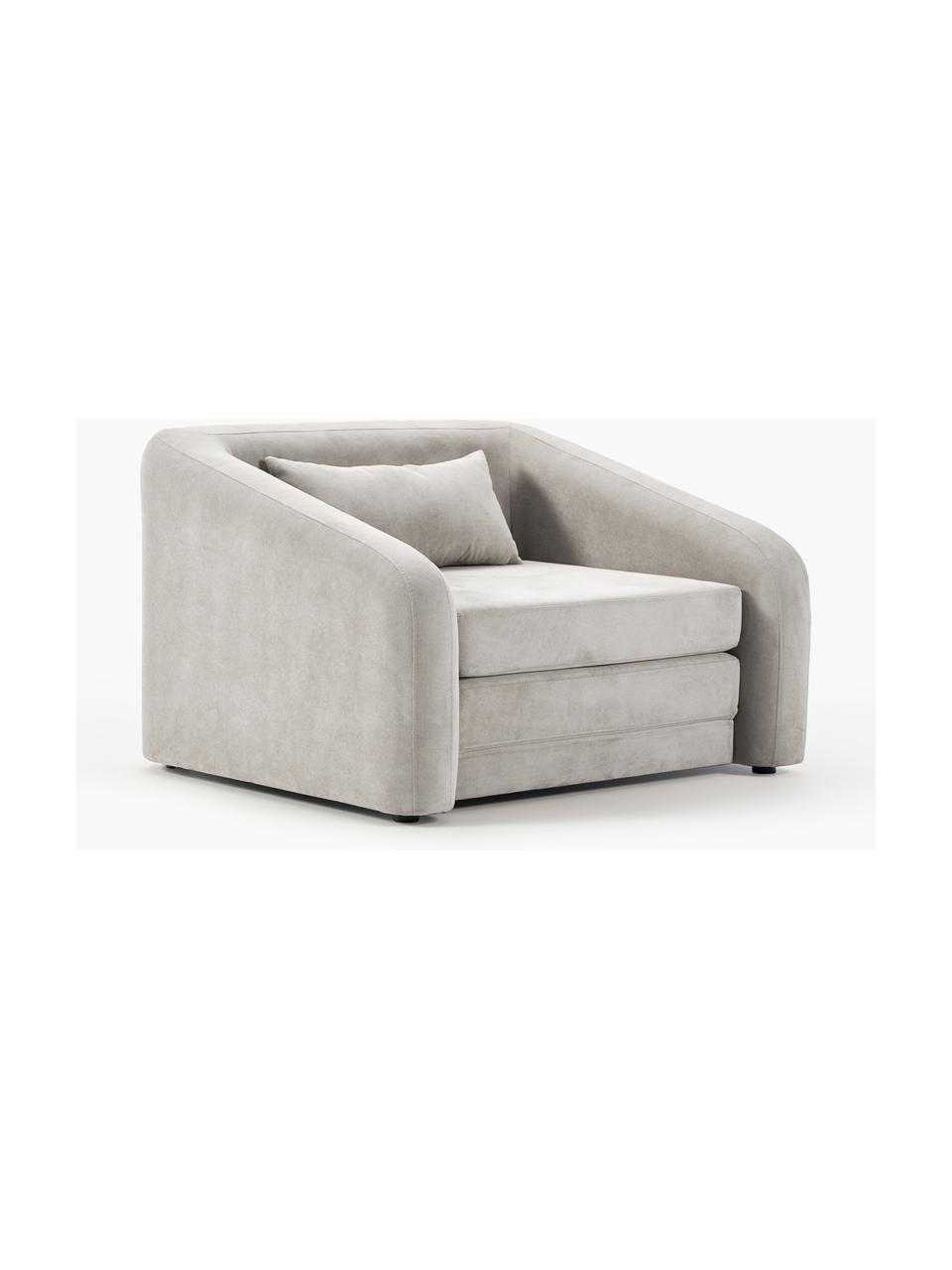 Sillón cama Eliot, Tapizado: 88% poliéster, 12% nylon , Patas: plástico Este producto es, Tejido gris claro, An 100 x F 94 cm