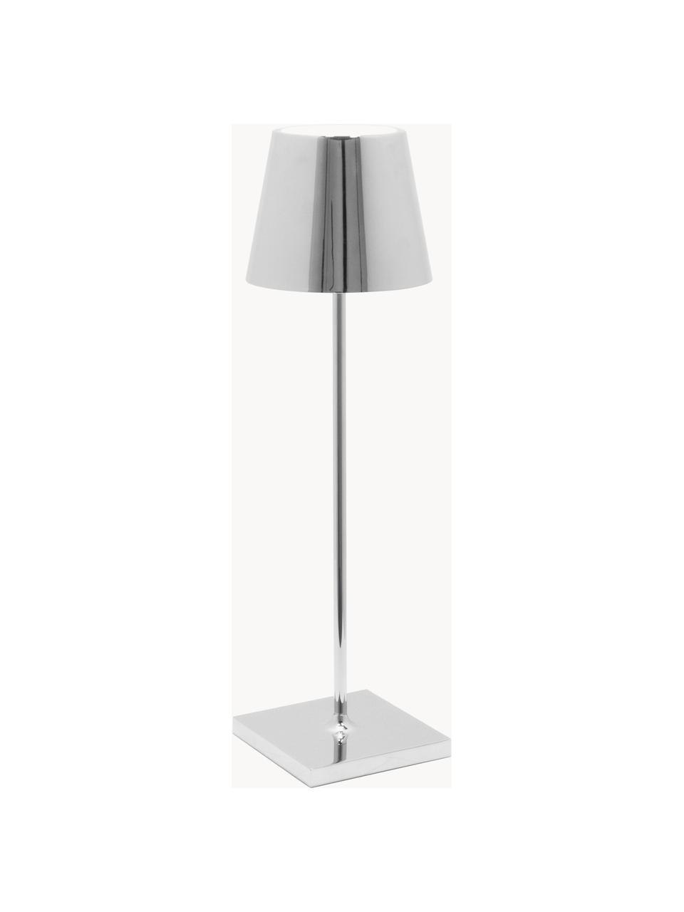 Prenosná stolová LED lampa Poldina, Odtiene striebornej, lesklá, Ø 11 x V 38 cm