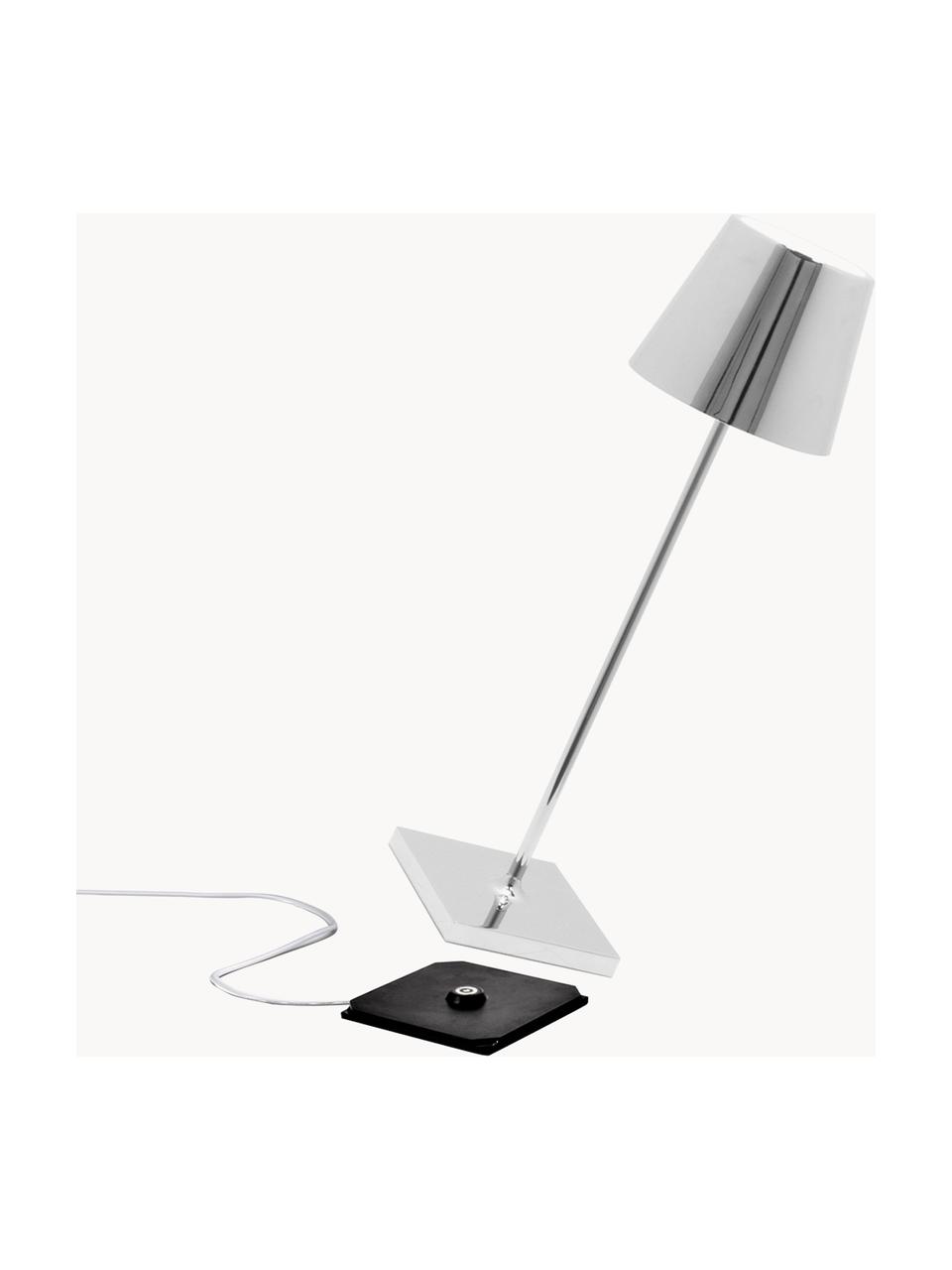 Přenosná stolní LED lampa Poldina, stmívatelná, Lesklá stříbrná, Ø 11 cm, V 38 cm