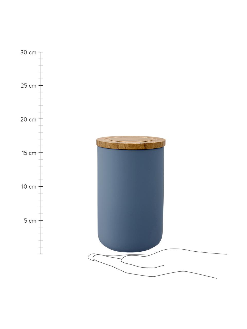 Aufbewahrungsdose Stak, verschiedene Grössen, Dose: Keramik, Deckel: Bambusholz, Mattblau, Bambus, Ø 10 x H 13 cm, 750 ml