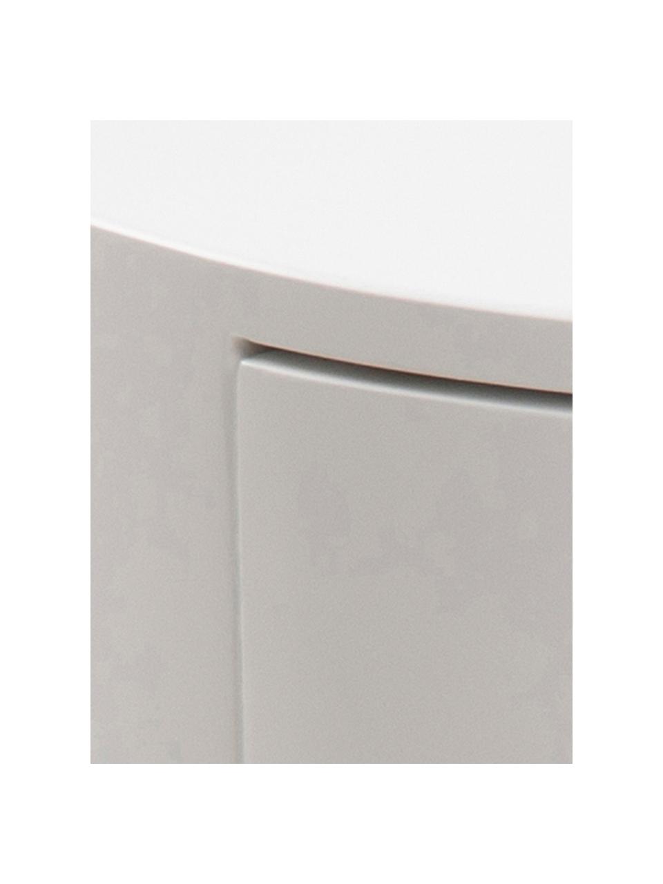 Comodino Polo, Gambe: metallo verniciato a polv, Bianco, nero, Ø 40 x Alt. 51 cm